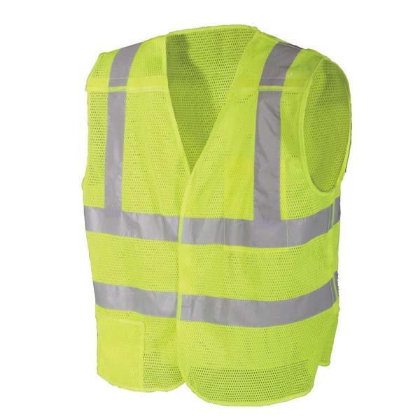 Custom breakaway hi vis vest in fluorescent yellow mesh