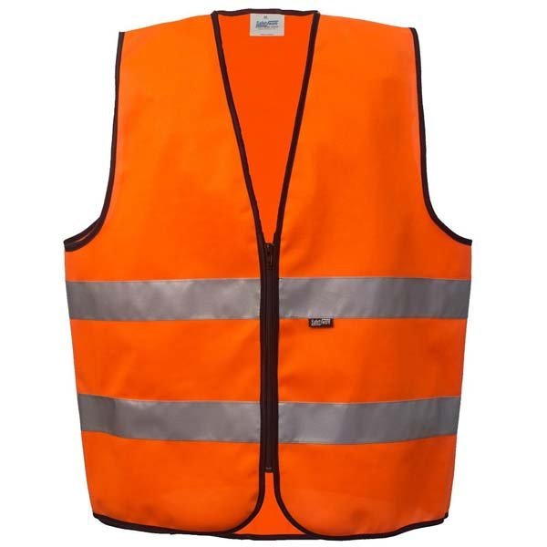 Orange custom hi vis vest with two reflective bands, Class 2 design